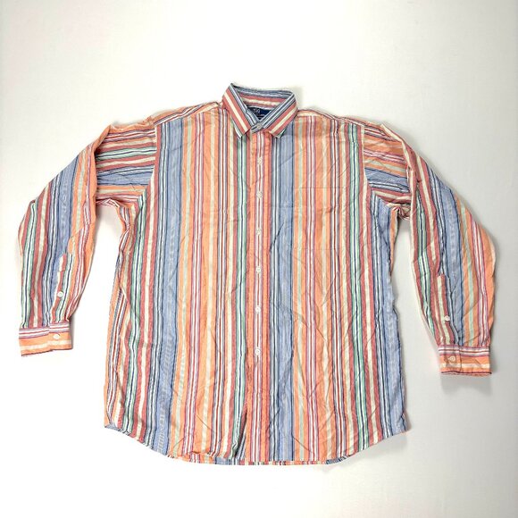 Polo Ralph Lauren Mens Lowell Sport Button Down Shirt Striped Sz L Pastel Color - Picture 1 of 6